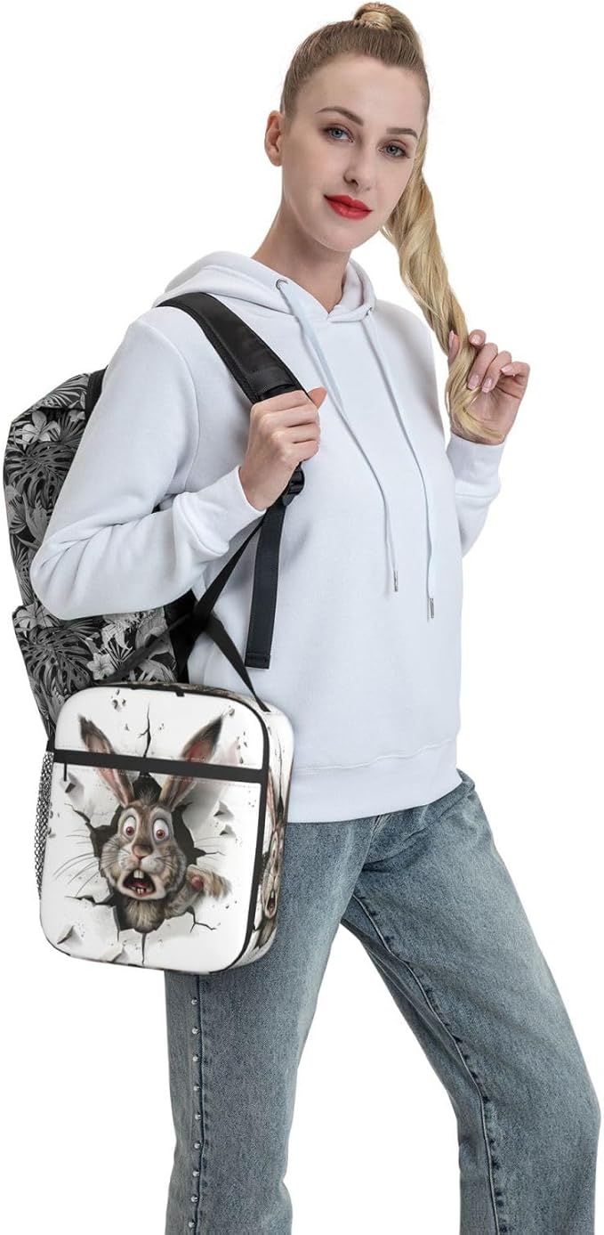 VANZEV Insulated Lunch Box for Women Men, Bunny Theme Lunch Box Reusable Portable Lunch Bag Cooler Tote Waterproof Lunch Container for Office Picnic Work Travel