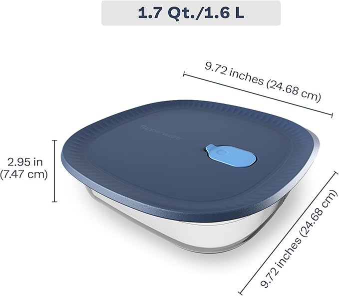 Tupperware Voila Glass Square Food Storage ??Airtight Baking Dish, 1.7 qt / 1.6 L