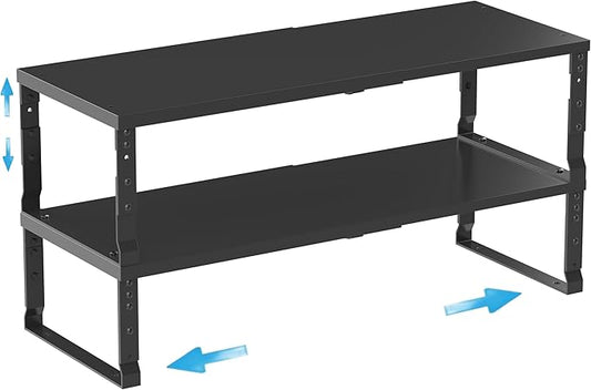 Expandable Spice Rack Organizion for Kitchen Cabinet, Seasoning,Bathroom Organizer Display Shelf, Stackable Multi-Purpose Shelves.Easy-to-Install竊?Packs/Black,Large