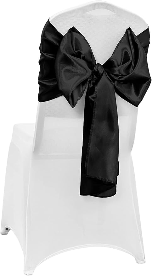 10-Pack Black Satin Table Runner 12 x 108 Inch Long Bright and Smooth Silk Fabric Table Runner for Wedding Banquet Birthday Party Decoration