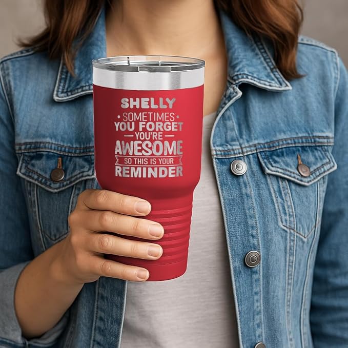 Personalized Inspirational Tumbler, Inspirational Gifts for Men Dad Father Wife Sister Women, Custom Birthday For Him Her, Customized You?셱e Awesome Tumbler, Teacher Coworker Gifts 30oz Red