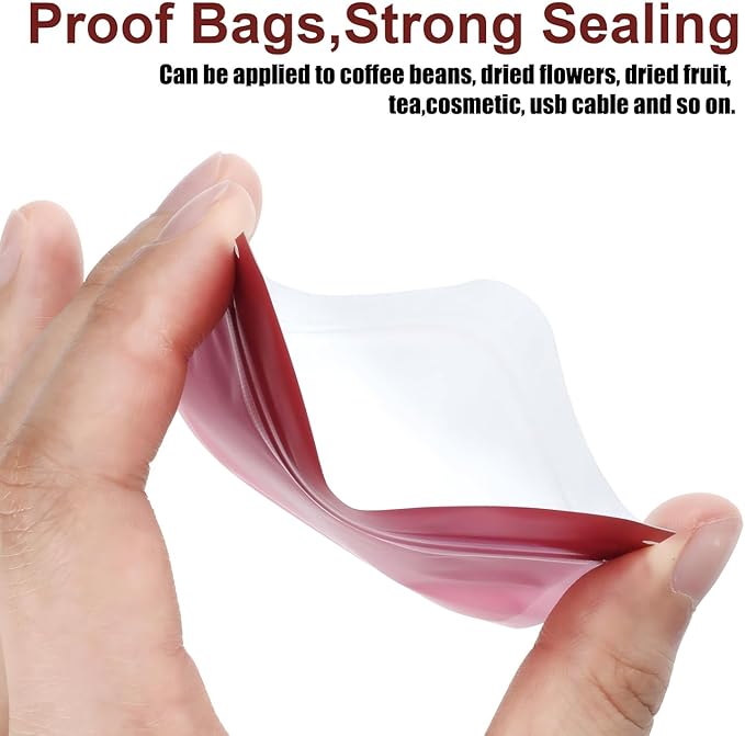 Blulu 100 Pieces Resealable Foil Proof Bags Scent Proof Flat Pouch Clear Smell Sealable Packing Bags Iridescent for Food Storage Snack Jewelry(3 x 4 Inch,Pink)