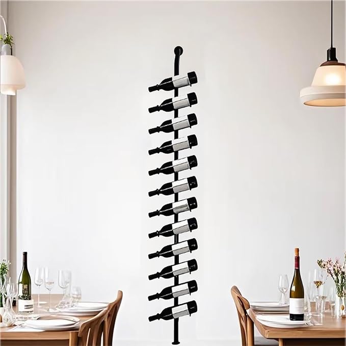Large Wall Mount Wine Rack, H 72.8inch Wall Mounted Shelves for Bar, Holds 12 Metal Wine Storage Holder, for Commercial Restaurants Pantry Bar Wine Cellar (H, One row-12 Bottles)