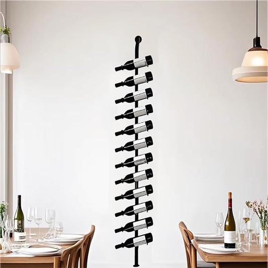Large Wall Mount Wine Rack, H 72.8inch Wall Mounted Shelves for Bar, Holds 12 Metal Wine Storage Holder, for Commercial Restaurants Pantry Bar Wine Cellar (H, One row-12 Bottles)