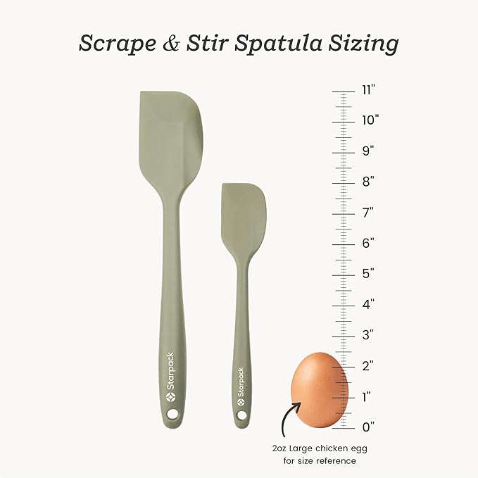 Starpack 'Scrape & Stir' Silicone Spatula Set (2 Pcs) - Heat Resistant Spatulas Set 600째F - Food Grade Kitchen Spatulas - LFGB Grade Nonstick Baking and Cooking Rubber Spatula Set
