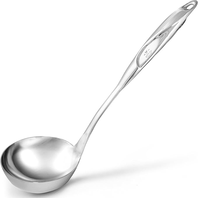 Zulay Kitchen Stainless Steel Soup Ladle - 13??Large Ladle for Soups, Stews & Sauces - Durable, Heat-Resistant, Rust-Proof & Dishwasher Safe Kitchen Utensil with Ergonomic Handle