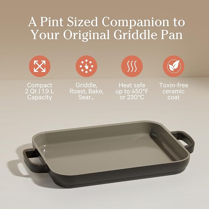 Our Place Mini Griddle Pan | 9" (2 Qt) Nonstick Ceramic Griddle Pan for Stovetop & Oven | PFAS-Free, Oven-Safe up to 450째F, Easy-Grip Handles | Char