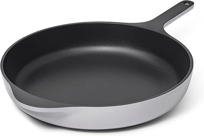 Caraway Cast Iron Skillet - 12??Enameled Cast Iron Pan With 3 Layer Enamel Coating - No Seasoning Required - Compatible With All Stovetops - Free From Forever Chemicals - Gray