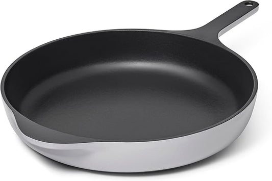 Caraway Cast Iron Skillet - 12??Enameled Cast Iron Pan With 3 Layer Enamel Coating - No Seasoning Required - Compatible With All Stovetops - Free From Forever Chemicals - Gray