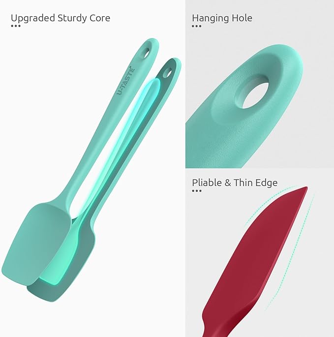 High Heat Resistant Silicone Spatula: U-Taste 600쨘F Hot-Proof Food Grade Rubber Kitchen Baking Scraper, Flexible and Sturdy Cooking Utensil for Mixing Scraping in NonStick Cookware (4PCS, Multicolors)