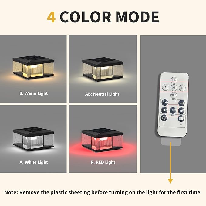 Landscape Solar Post Light, Outdoor Modern Stylish Luxury IP65 Waterproof Column Lamp for Fence Deck Pillar Cap Patio Garden Decoration with 4 Different Lighting Color