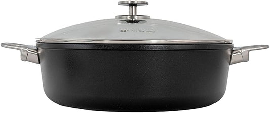 Swiss Diamond Nonstick Hybrid Ceramic and Diamond-Infused Braiser With Glass Lid, PFAS- and PFOA-free, Dishwasher & Oven Safe Up To 500 째F (7.2 Quart)