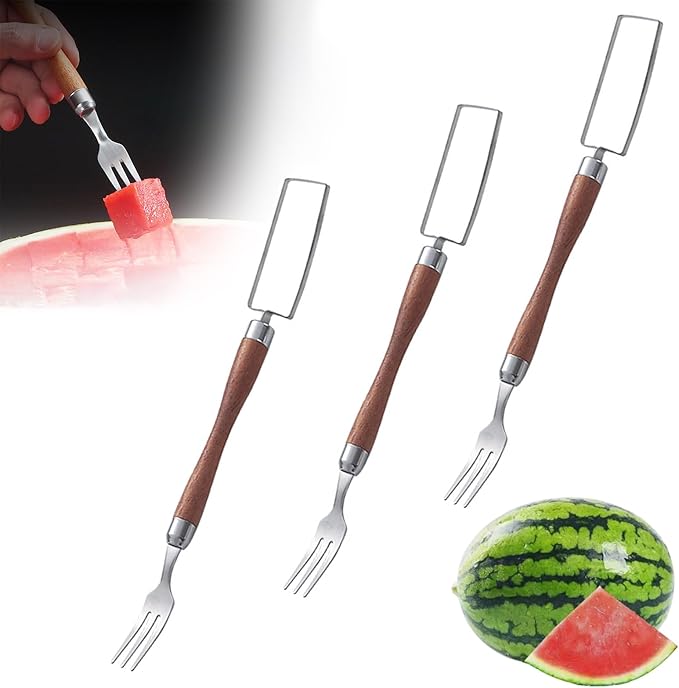 Watermelon Cutter ??2025 Upgraded Stainless Steel 2-in-1 Fork Slicer Tool | Portable & Multi-Functional for Effortless Fruit Slicing at Home, Parties, Camping & Kitchen Use (3, C)