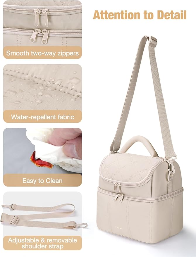 Vuudh Insulated Lunch Bags for Women, Quilted Lunch Box, Lightweight Puffy Padded Waterproof Lunch Tote, Reusable Lunch Cooler bag for Work Picnic Travel