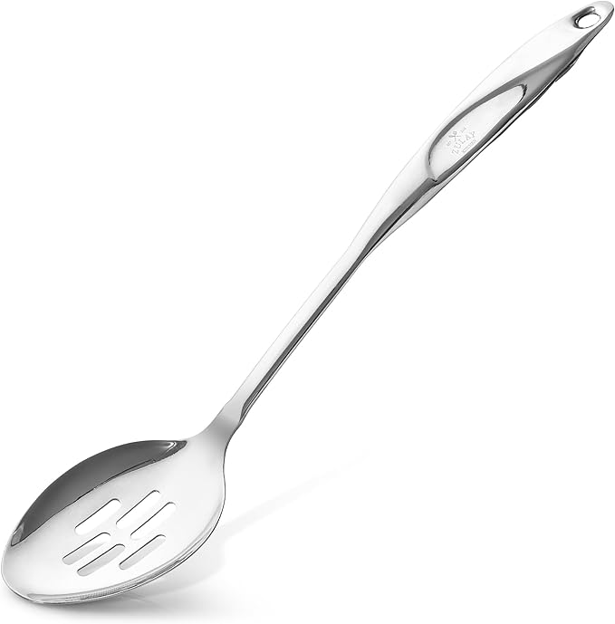 Zulay Kitchen Stainless Steel Slotted Spoon - 15??Large Cooking & Serving Spoon with Ergonomic Handle - Durable, Rust-Proof, Heat-Resistant & Dishwasher Safe Kitchen Utensil for Cooking and Buffets