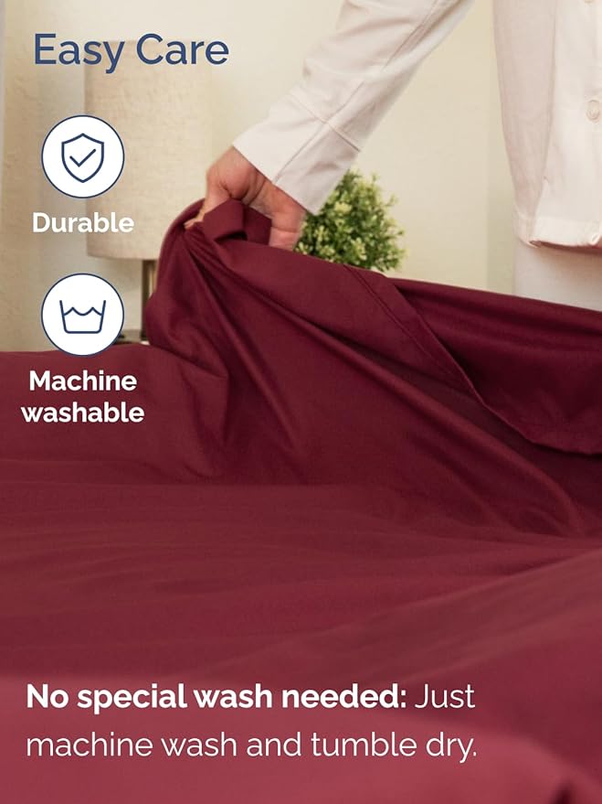 Extra Deep Pocket King Sheets - 4 Piece Breathable & Cooling Bed Sheets - Hotel Luxury Bed Sheet Set - Soft, Wrinkle Free & Comfy - Easily Fits Extra Deep Mattresses - Deep Pocket Burgundy Sheets Set