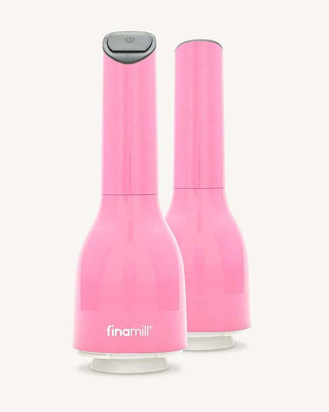 FinaMill Classic Battery Spice Mill ??Battery Operated Salt and Pepper Grinder Set, Includes 2 Interchangeable Spice Pods, Adjustable Coarseness, Ceramic Grinder, LED Light, Kitchen Gifts for Women