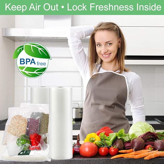 O2frepak 100 Count Vacuum Sealer Bags 50 of Each Size 50 Pint 6"X10"and 50 Gallon11"X16" BPA Free Sous Vide Seal a Meal Commercial Grade Vacuum Seal PreCut Combo Pack Bag