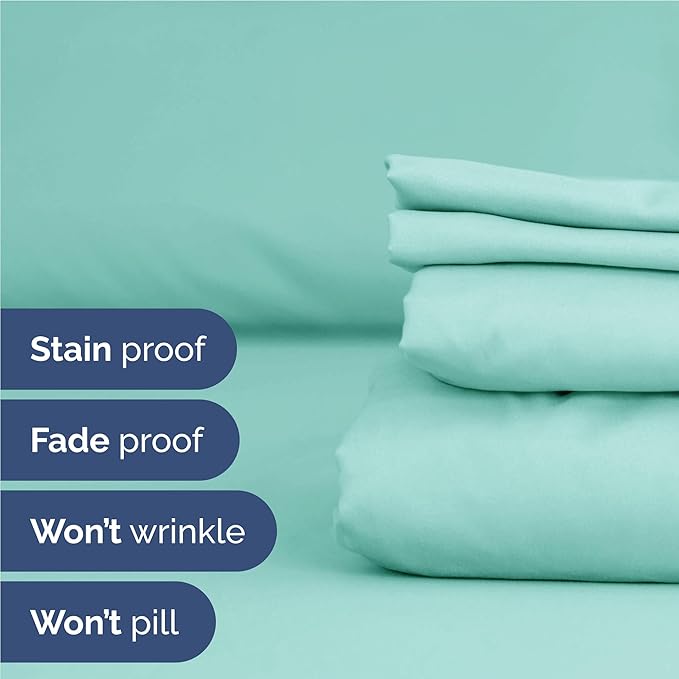 Twin XL 4 Piece Sheet Set - Cooling & Breathable Bed Sheets - Hotel Luxury Bed Sheets for Women, Men, Kids & Teens - Bedding w/Deep Pockets & Easy Fit - Soft & Wrinkle Free - Twin XL Spa Blue Sheets