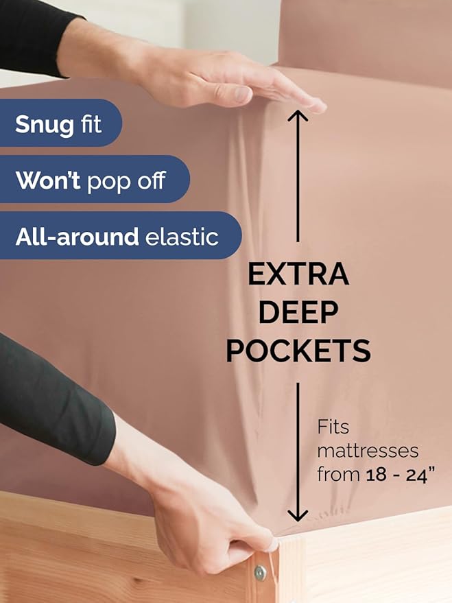 Extra Deep Pocket Full Sheets - 4 Piece Breathable & Cooling Bed Sheets - Hotel Luxury Bed Sheet Set - Soft, Wrinkle Free & Comfy - Easily Fits Extra Deep Mattresses - Deep Pocket Mauve Sheets Set