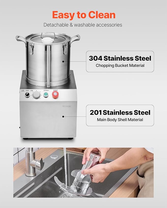 VEVOR Food Processor & Vegetable Chopper, 15.9 Quart Food-Grade Stainless Steel Food Processor Chopper with 2 Extra S-Curve Blades, Ideal for Chopping Vegetables, Fruit, Grains, Nuts