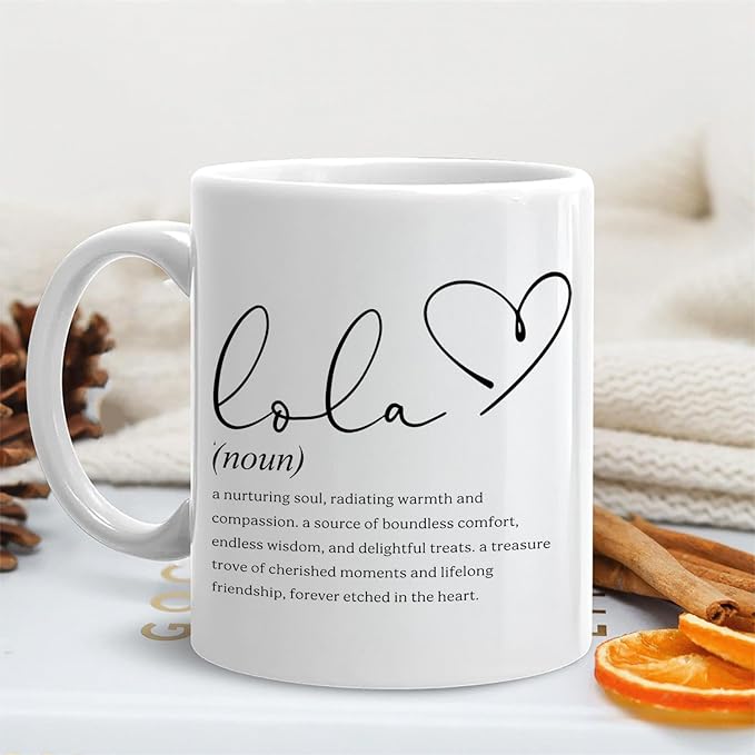 Lola Grandma Mug, Lola Gifts for Grandma Coffee Cup Ceramic, Grandmother Gifts from Grandkids for Birthday Christmas Ceramic Coffee Tea Mug 11 oz