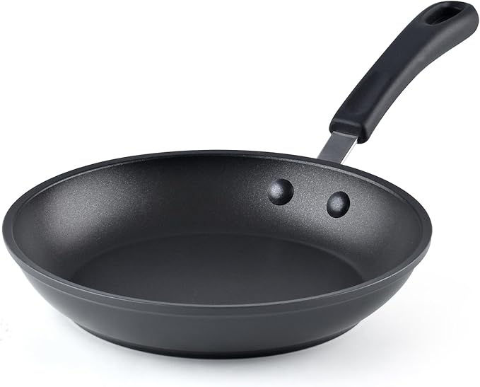 Cook N Home Nonstick Saute Fry Pan 8-inch Professional Hard Anodized Frying Pan, Dishwasher Safe with Stay-Cool Handles, Black
