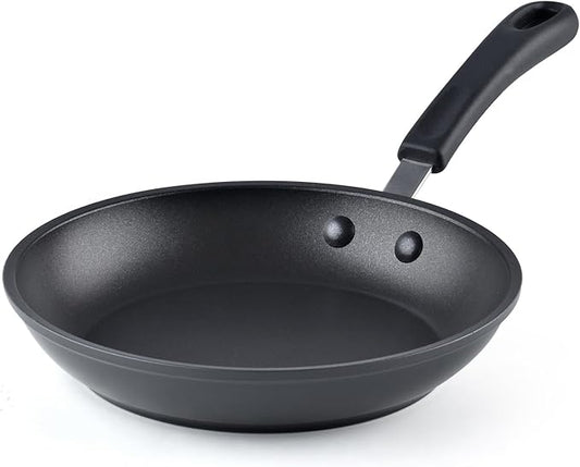 Cook N Home Nonstick Saute Fry Pan 8-inch Professional Hard Anodized Frying Pan, Dishwasher Safe with Stay-Cool Handles, Black