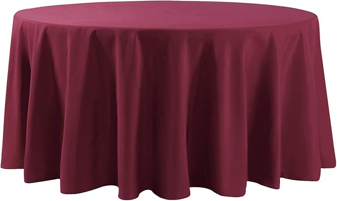 Cupuamon 108 inch Round Tablecloth Washable Polyester Table Cloth Decorative Table Cover for Wedding Party Dining Banquet（108 inch,Burgundy）