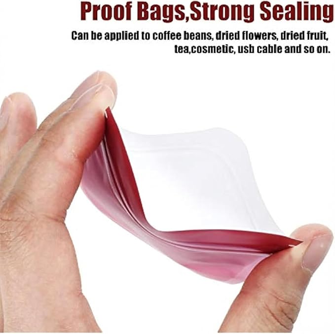 Blulu 100 Pieces Resealable Foil Proof Bags Scent Proof Flat Pouch Clear Smell Sealable Packing Bags Iridescent for Food Storage Snack Jewelry(5 x 7 Inch,Pink)