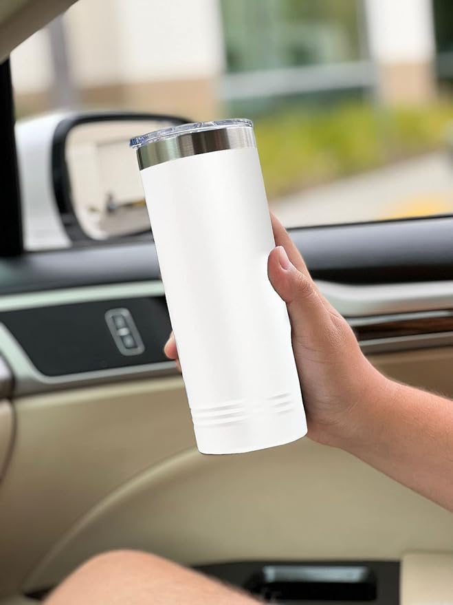 LaserGram 22oz Vacuum Insulated Skinny Tumbler, Gardening, Personalized Engraving Included (White)