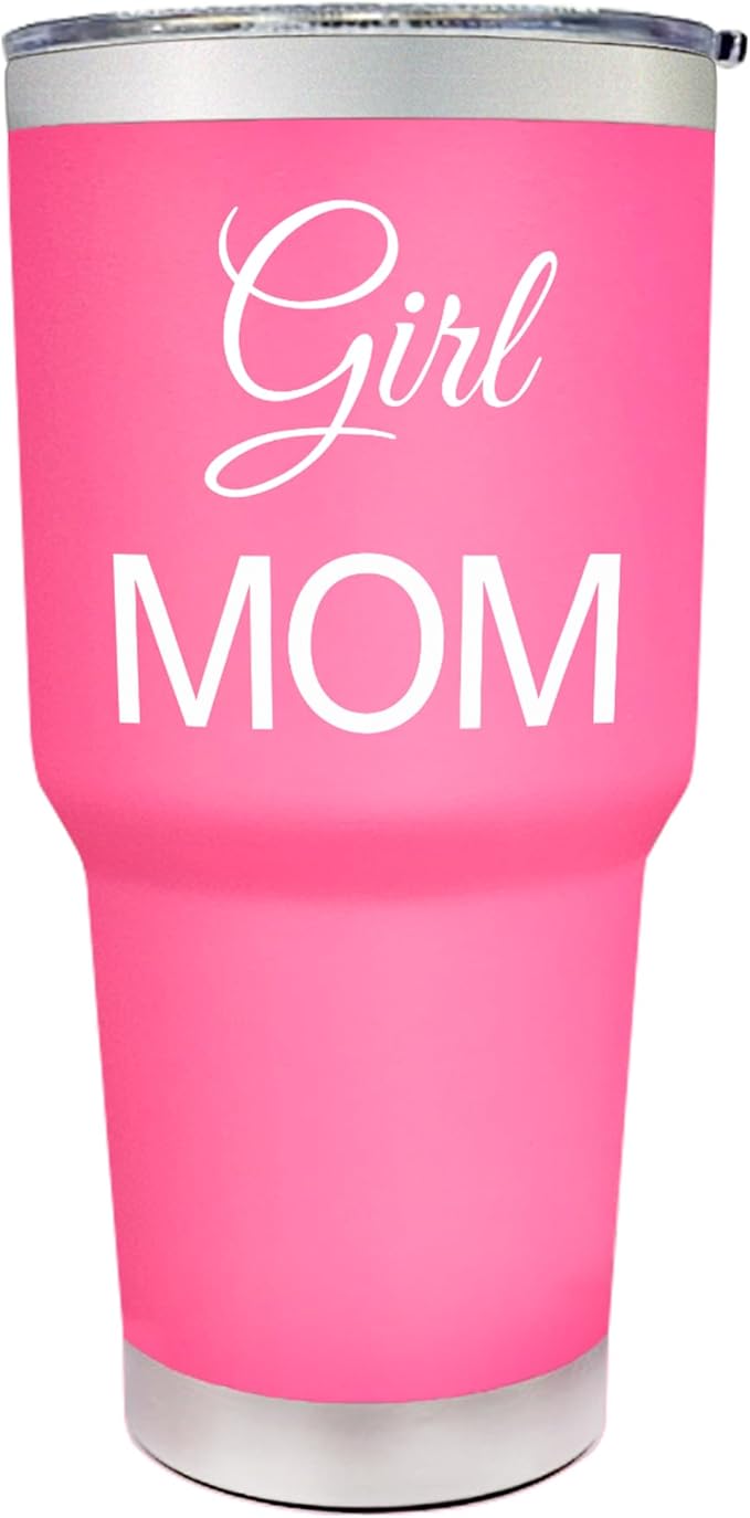 Palm City Products Premium 30 oz Girl Mom Pink Tumbler with Slider Lid - Perfect for Mothers Day Gifts, Mom Life with Girls, Motivational Gifts for Moms