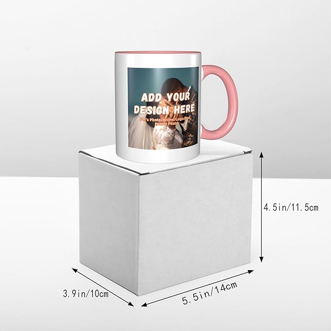 Customizable Mugs and Coffee Cups with Various Creative Designs Customize Your Photos Images Texts Partial or Full-Size Printing (Partial, Pink)