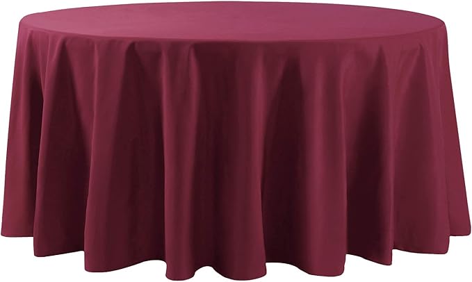Cupuamon 120 inch Round Tablecloth Washable Polyester Table Cloth Decorative Table Cover for Wedding Party Dining Banquet（120 inch,Burgundy）