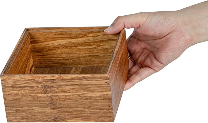 Restaurantware Eco Display 6.5 Inch x 6.5 Inch x 3.75 Inch Bamboo Condiment Container 1 Deep Spice Box - Medium Chip-Resistant Natural Bamboo Bamboo Organizer Box For Seasoning Spices Condiments