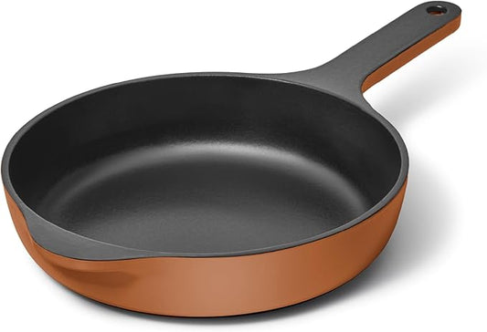 Caraway Cast Iron Skillet - 8??Enameled Cast Iron Pan With 3 Layer Enamel Coating - No Seasoning Required - Compatible With All Stovetops - Free From Forever Chemicals - Rust