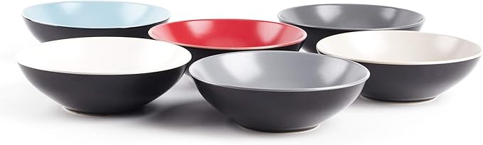 Colors Life 18pc Dinner Set竊똙ery Cool - 6 Assorted Colors Cool Beige, Cool Grey, Light Grey, Frost Red,Turquoise and White