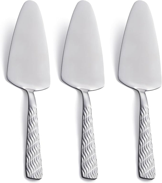 Silver Cake Server, 9.4-inch Stainless Steel Pie Server Spatula, Pizza Server Set of 3, Dishwasher Safe