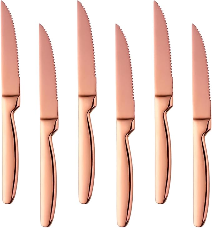 Knives Set, 6 PCS Stainless Steel Steak Knives Set, Sharp Kitchen Knife-Gift for Wedding Gathering Party, Dishwasher Safe