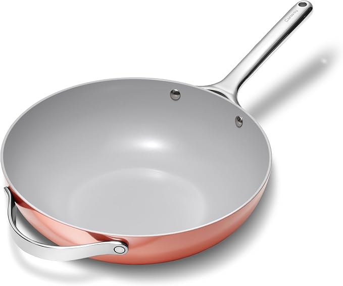 Caraway Non-Stick Stir Fry Pan - 12??Wok-Inspired Pan - Free From Forever Chemicals - High-Sloped Walls - Stainless Steel Handles - Perracotta
