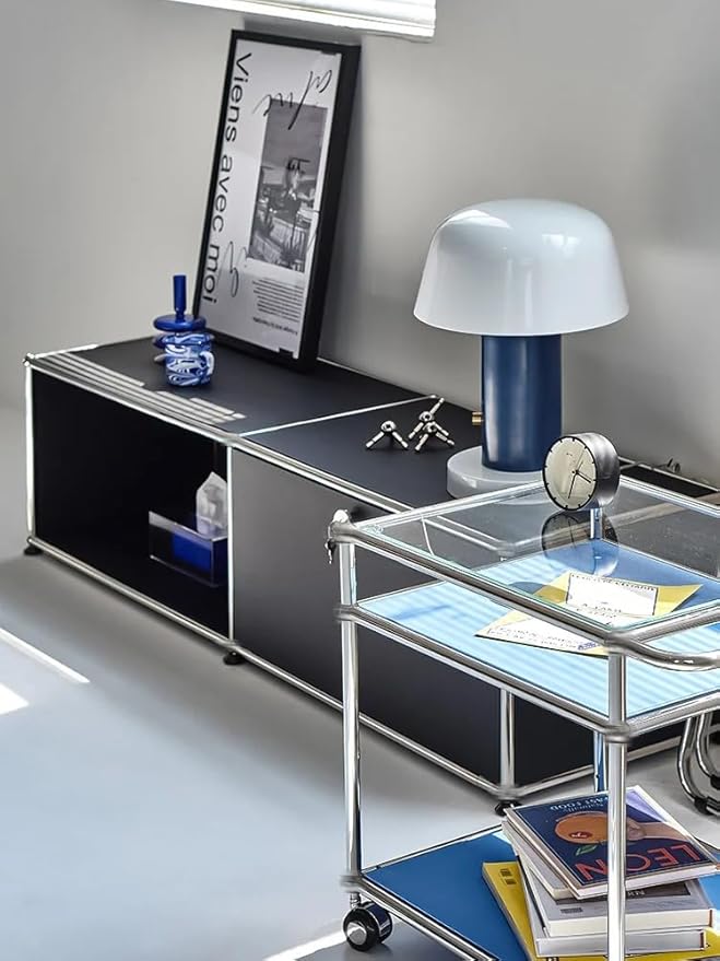 Modern Storage Cabinet Versatile Free-Standing Organizer for Living Room, Bedroom, and Home Office D챕cor, Black