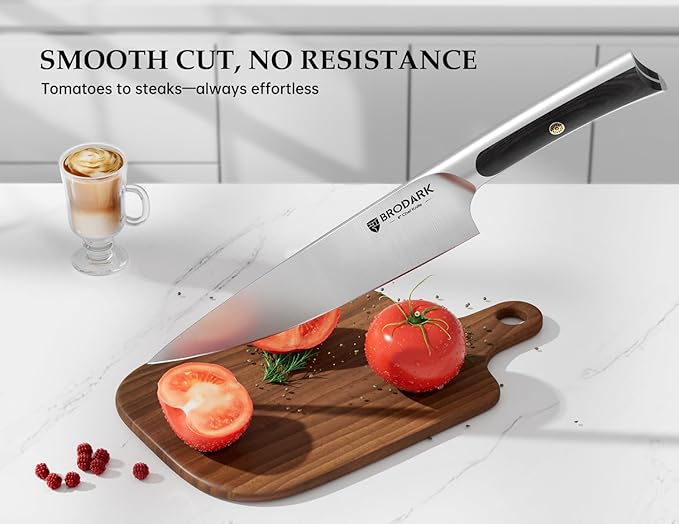 BRODARK Knife Set 15 PCS, Chef Knife Set with Block and Sharpener, High Carbon Stainless Steel Knife Block Set, Ergonomic Pakkawood Handle for Kitchen Cooking