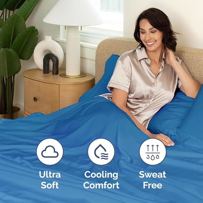 Extra Deep Pocket Split King Sheets - 5 Piece Breathable & Cooling Bed Sheets - Hotel Luxury Bed Sheet Set - Soft, Wrinkle Free & Comfy - Easily Fits Extra Deep Mattresses - Royal Blue Sheets Set