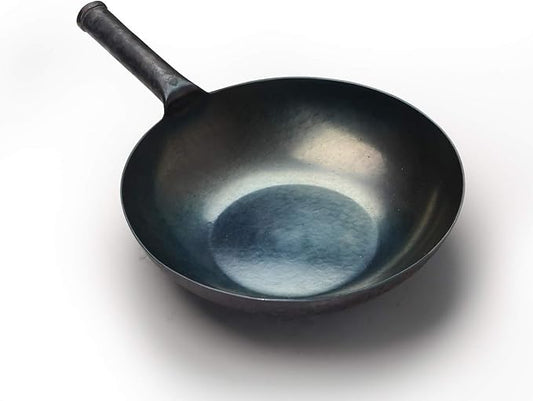 ?삡툒??ZhenSanHuan HandHammered Iron Wok Flat Bottom Induction Suitable (32CM Iron Handle)