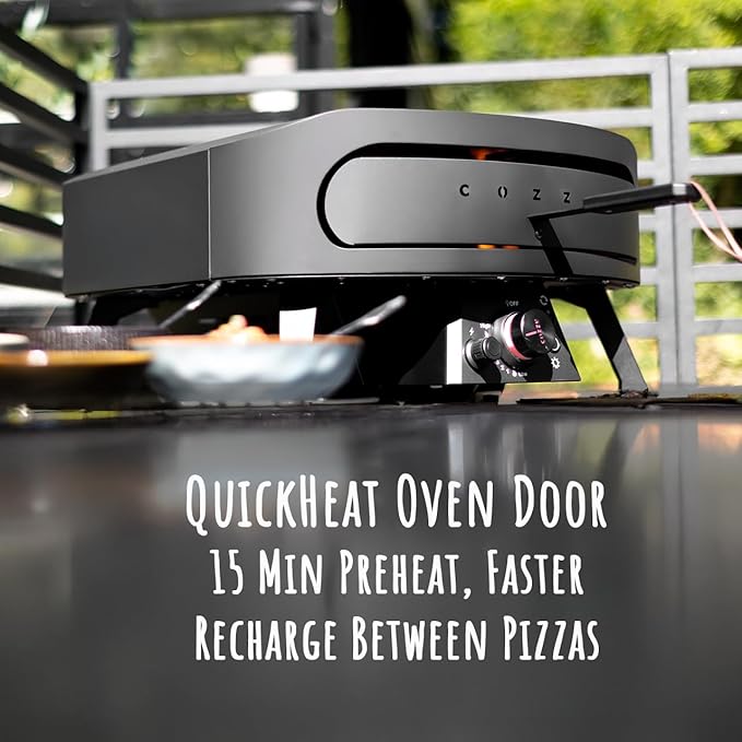 13" Gas Pizza Oven with Rotating Pizza Stone for Easy Restaurant-Style Pizza at Home ??Triple Burner, Built-In Thermometer, Fast 15-Min Preheat, Portable Outdoor Pizza Oven