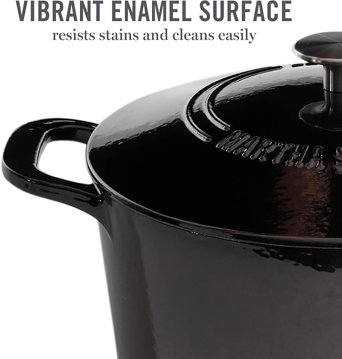 MARTHA STEWART Gatwick 7-Quart Enamel Cast Iron Dutch Oven Pot with Lid ??Grey ??Heavy-Duty Dutch Oven for Slow Cooking, Braising & Baking
