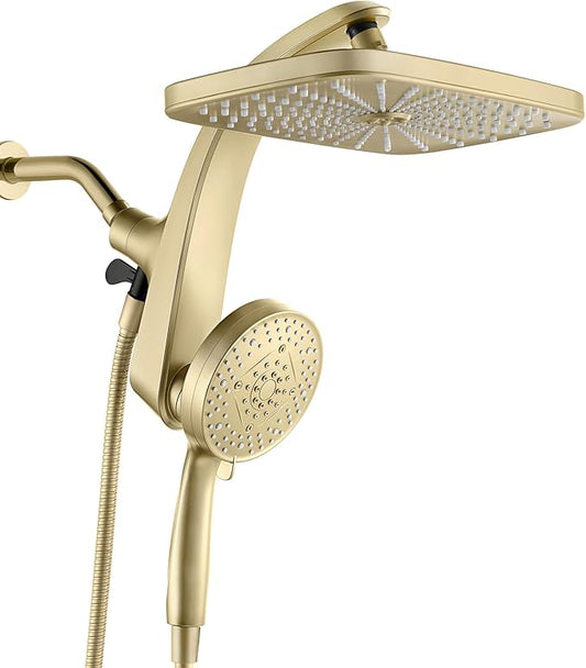 High Pressure Rain Shower Head: Upgrade Shower Heads with Handheld Spray Combo with Fixed Showerhead and 10 Sprays Handheld Shower Head, Detachable Shower head Built-in Power Jets