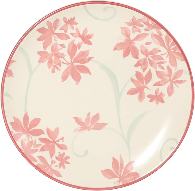 Gibson Home Admiral Hall 12-Piece Matte Stoneware Dinnerware Set ??Dinner Plates, Salad Plates & Bowls with Pink Floral Pattern, Durable Everyday Dish Set, Microwave & Dishwasher Safe