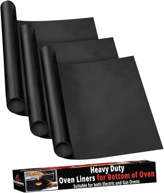 Heavy Duty Oven Liners for Bottom of Oven, Non Stick Teflon Liners for Electric or Gas Ranges, Reusable Mats for Electric Gas Microwave or Grill, BPA & PFOA Free Spill Guard, Kitchen Accessory