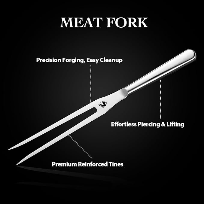 Livtek Carving Knife and Fork Set 8" Slicing Knife and 7" Fork - German High Carbon Stainless Steel - Brisket Slicer, Turkey Carving, BBQ Tools - Thanksgiving Dinner Gift Set